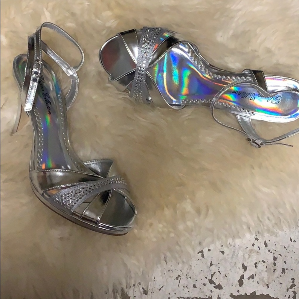 Silver/Metallic Rhinstone Heels - Picture 2 of 6